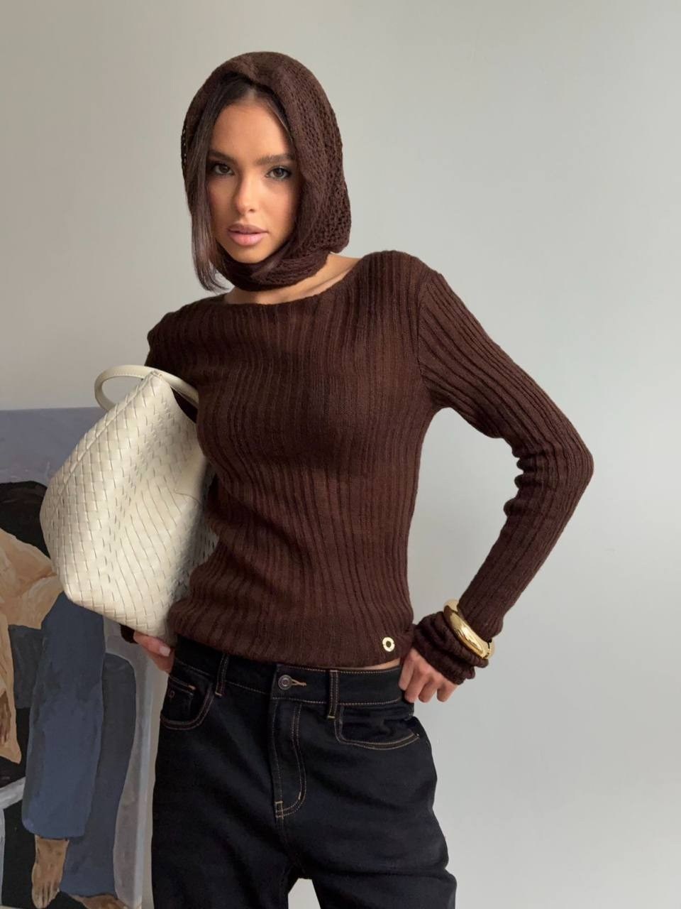 женская кофта,свитер,вязаные свитера,кофта коричневая,джемпер