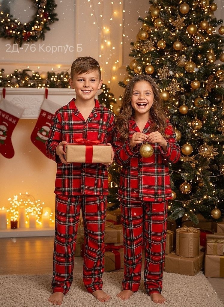 новогодние пижамы,детская пижама новогодняя,пижама детская,пижама в клетку для девочки,пижама в клетку