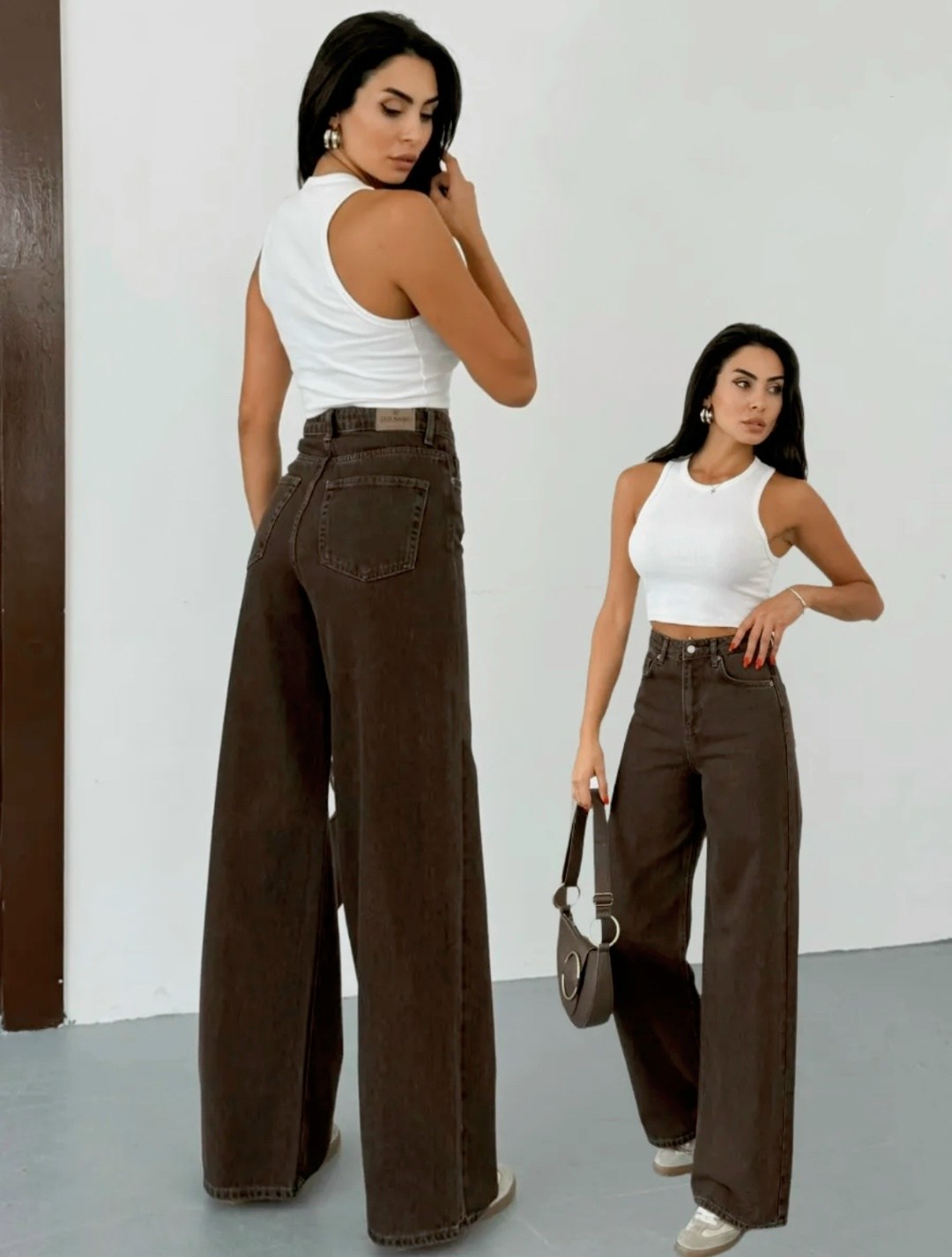 коричневые джинсы,джинсы широкие,джинсы коричневые женские,женские джинсы,джинсы палаццо