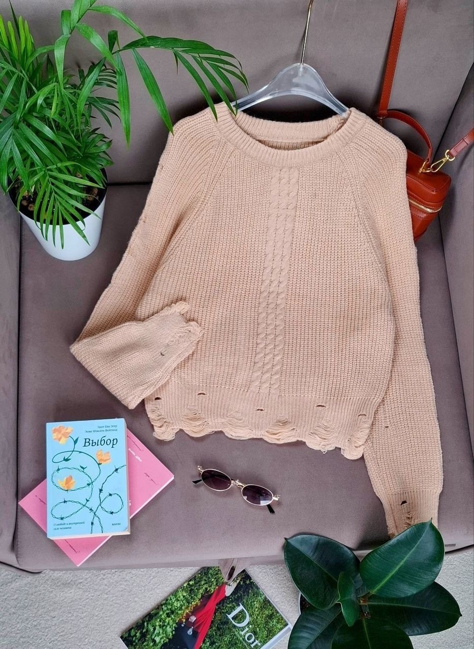 свитер модный,вязаные джемпера,свитер пуловер,рваный свитер женский,модный джемпер