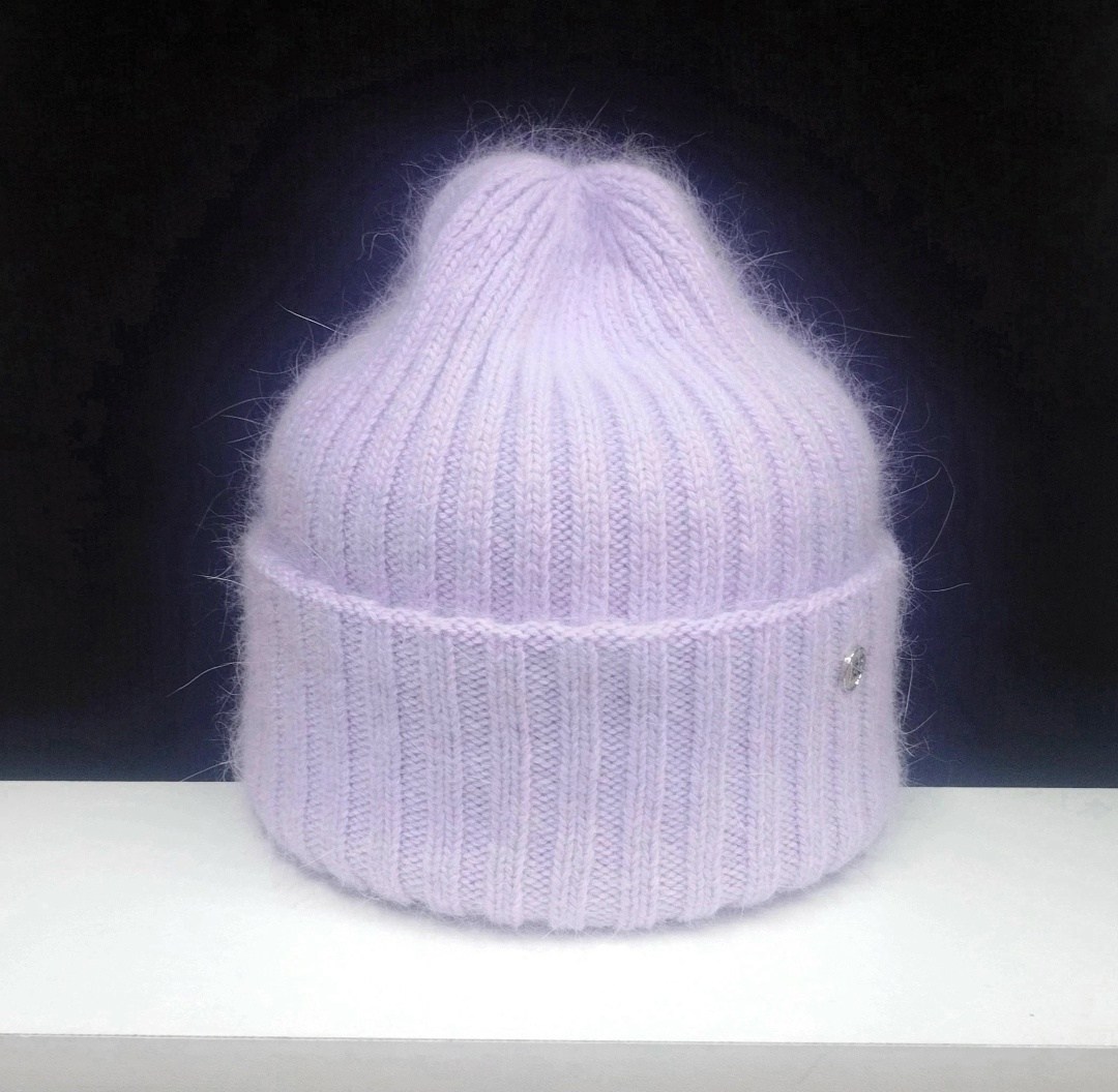 вязаная шапка из мохера,мохеровая шапка,остин сиреневая мохеровая шапка,шапка из мохера спицами,шапка из мохера