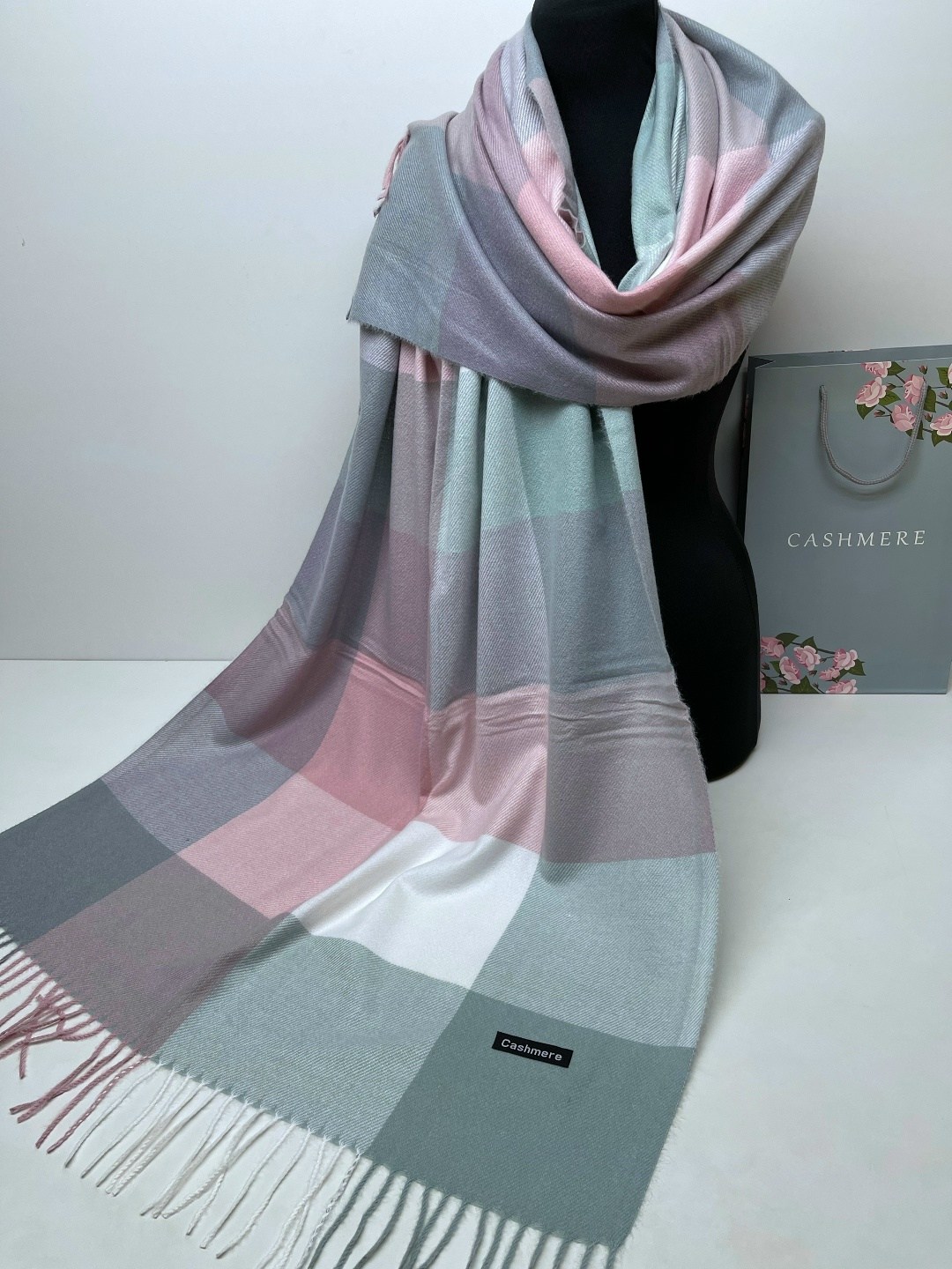 палантин теплый,шарф теплый длинный палантин,палантин шарф в клетку теплый,палантин кашемировый теплый в клетку,палантин женские