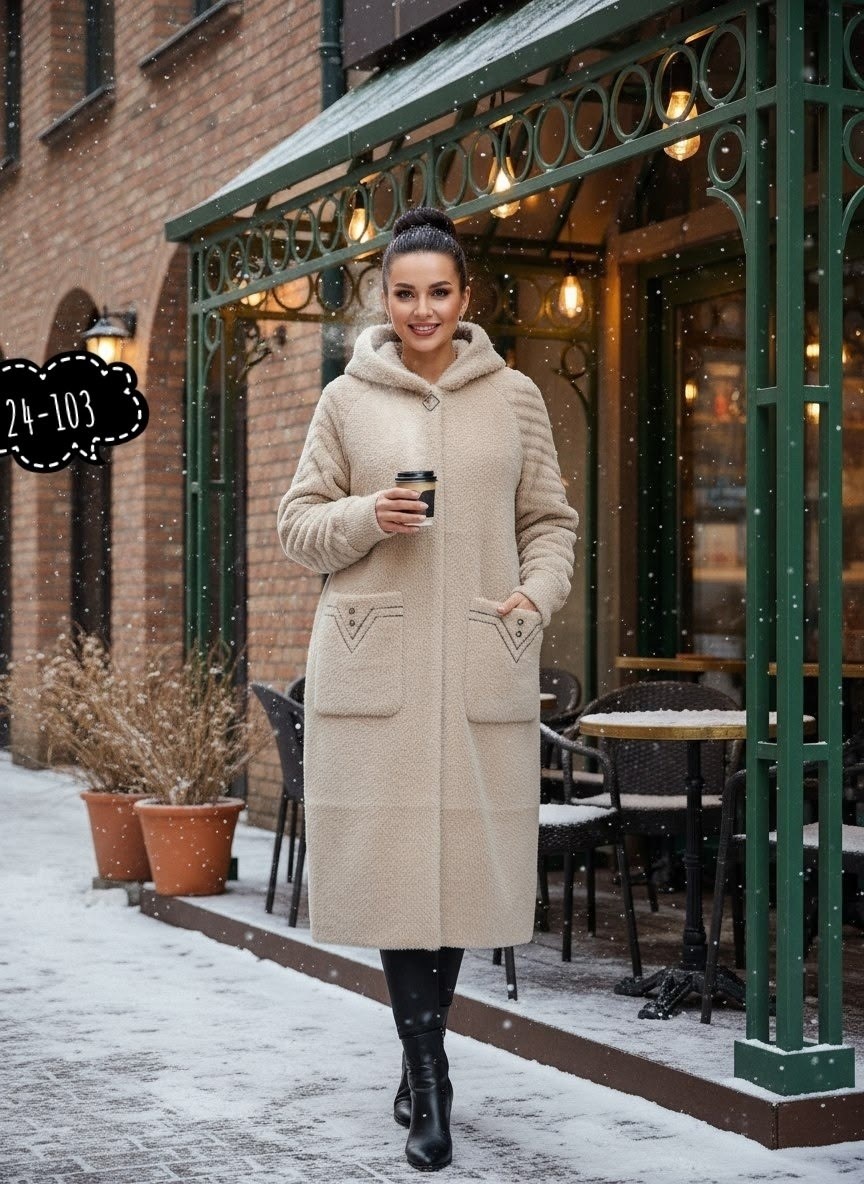 пальто барашек,стильное пальто,пальто с капюшоном,зимнее пальто,пальто