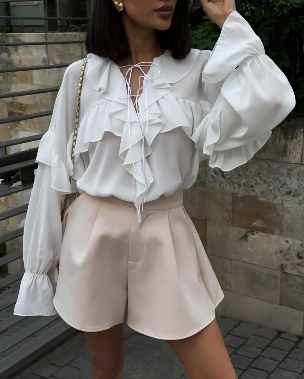 блуза шифоновая,блуза с воланами,элегантная блузка,стильная блузка,блузка с оборками