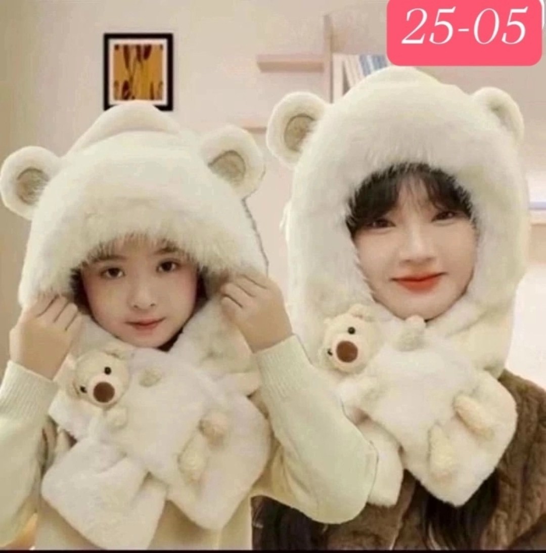 шапка шарф с ушками мишки,шапка шарф с ушками,плюшевая шапка,шапка шарф перчатки,шапка зимняя модная