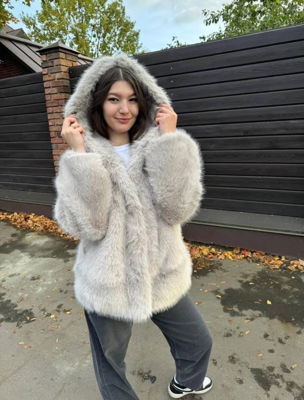 женское пальто из искусственного меха с капюшоном,женская шуба,меховая куртка,меховое пальто с капюшоном,меховое пальто