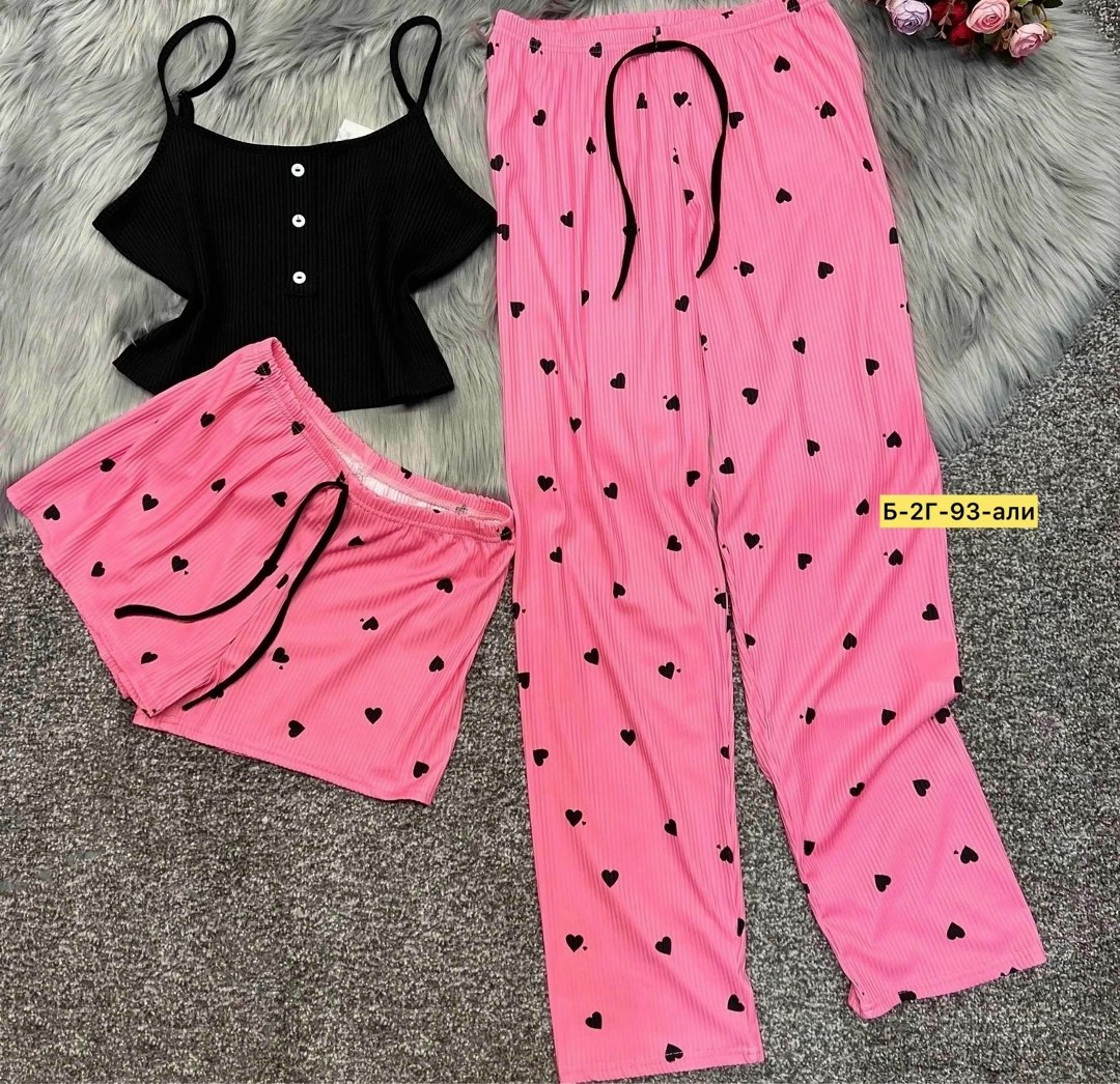 пижама женская тройка,тройка пижама,пижама розовая,стильная пижама,пижама женская