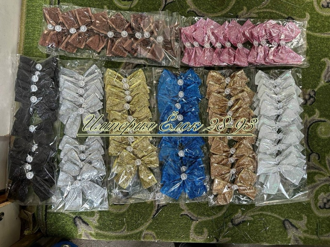 новогодние банты,банты для украшения,елочное украшение бант,бант на елке,елочные банты