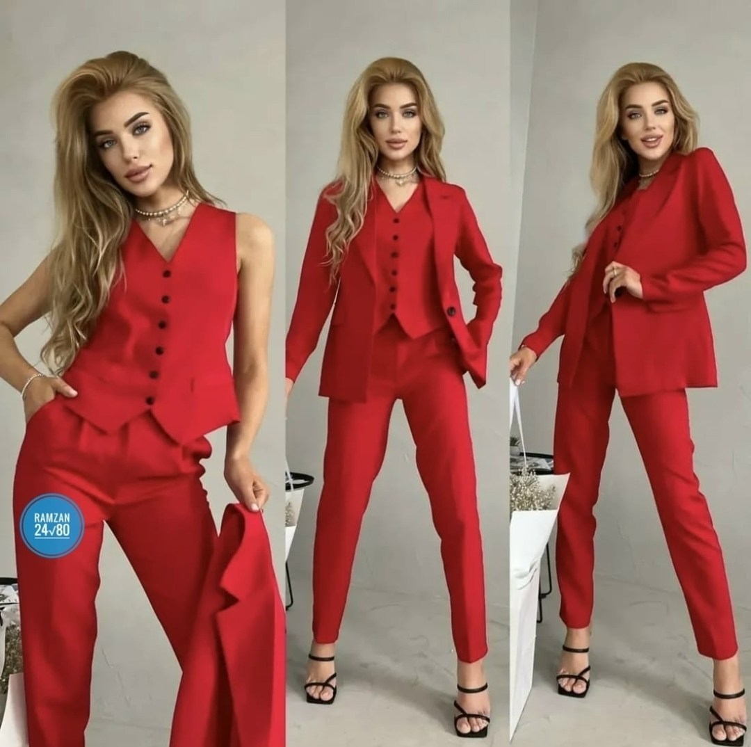 женский костюм тройка,костюм двойка,женский брючный костюм двойка,костюмы комплекты,брючный костюм женский красный тройка