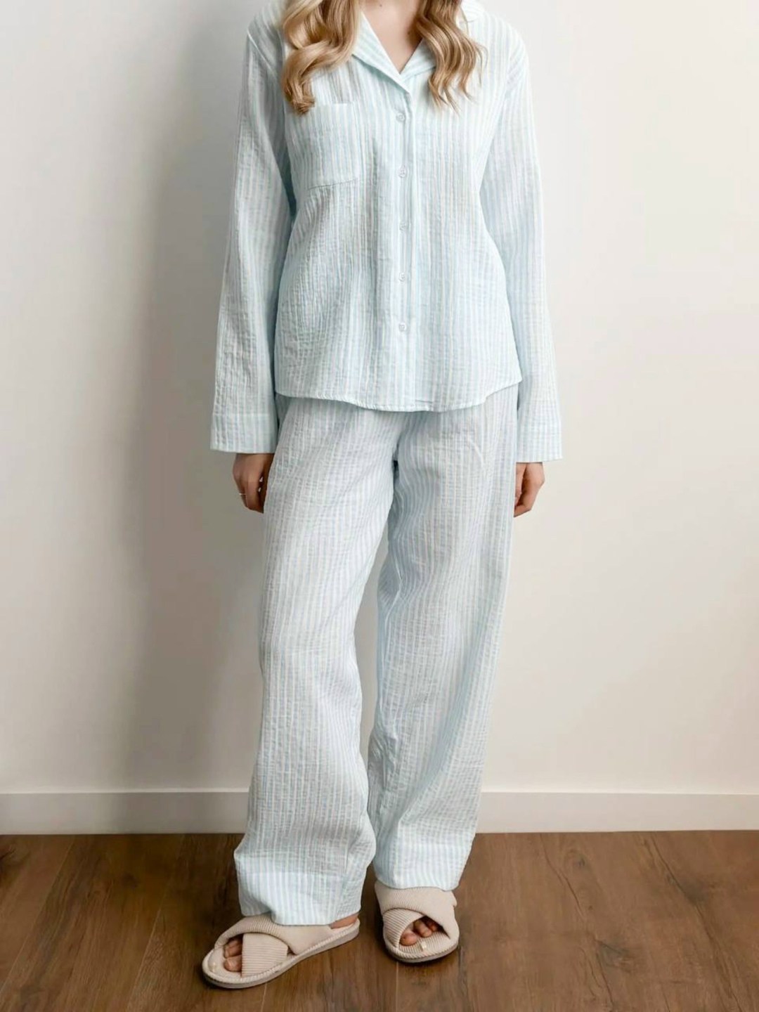 женская пижама,брюки широкие,голубая пижама,брюки домашние,брюки домашние oysho