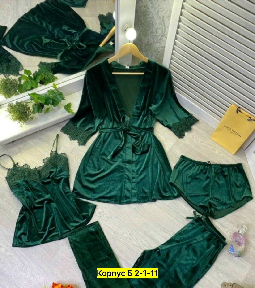 пижама комплект,пижама комплект женская,пижама велюр,пижама домашний одежда,пижама 4 в 1 женская велюровая