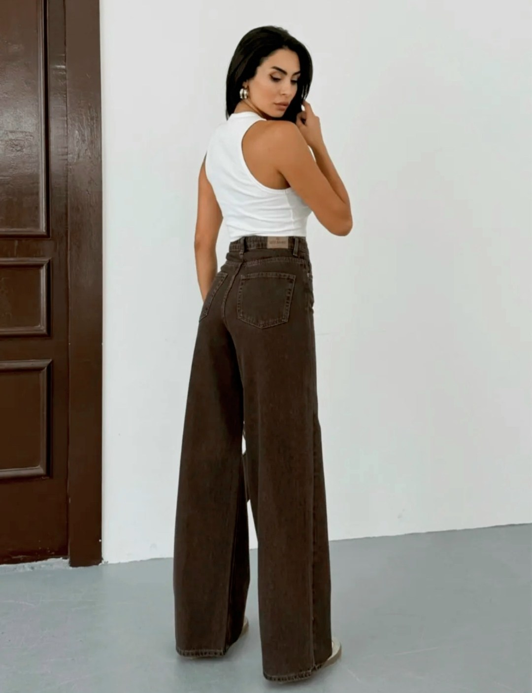 коричневые джинсы,джинсы широкие,джинсы коричневые женские,женские джинсы,джинсы палаццо