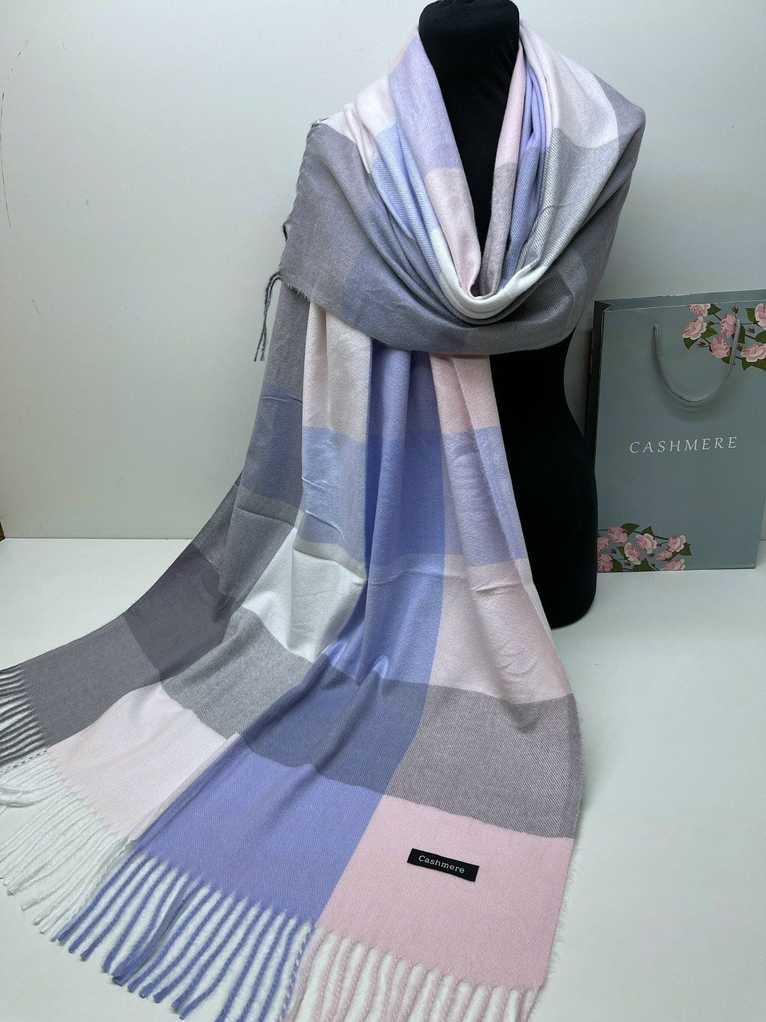 палантин теплый,шарф теплый длинный палантин,палантин шарф в клетку теплый,палантин кашемировый теплый в клетку,палантин женские