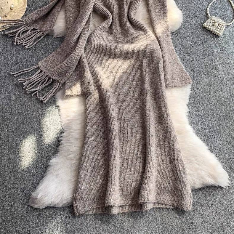 трикотажное платье,вязаное платье,трикотажное платье с высоким воротом,вязаное длинное платье,вязаное платье женское