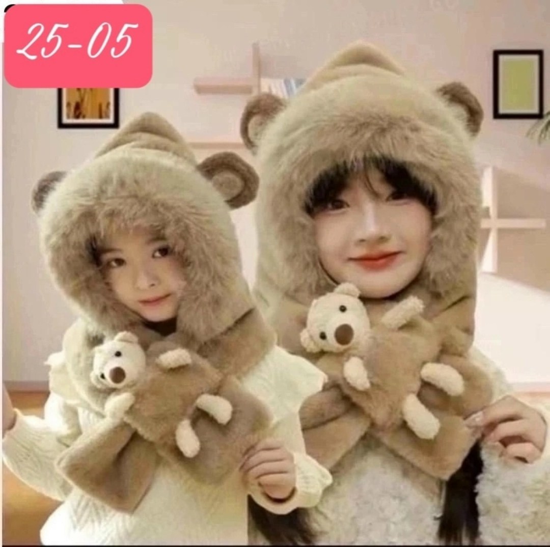 шапка шарф с ушками мишки,шапка шарф с ушками,плюшевая шапка,шапка шарф перчатки,шапка зимняя модная