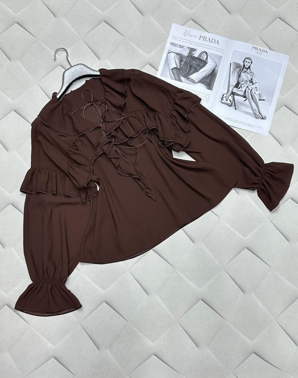 блуза шифоновая,блуза с воланами,элегантная блузка,стильная блузка,блузка с оборками