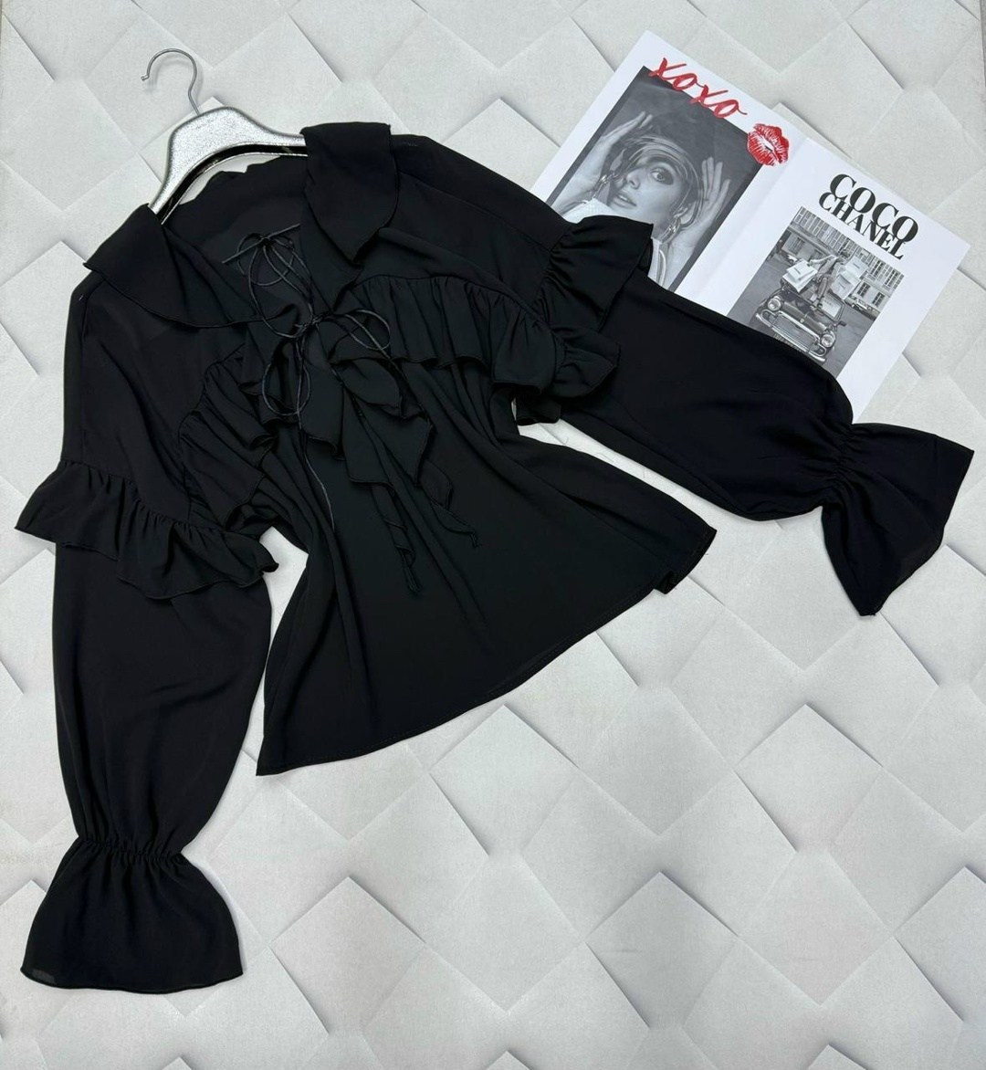 блуза шифоновая,блуза с воланами,элегантная блузка,стильная блузка,блузка с оборками