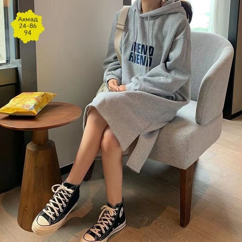 платье с капюшоном,платье худи женское,длинная толстовка по колено,платье толстовка с капюшоном,платье толстовка