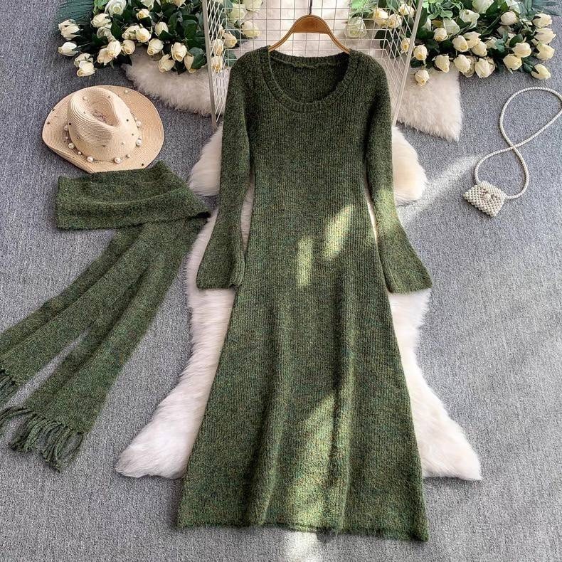 трикотажное платье,вязаное платье,трикотажное платье с высоким воротом,вязаное длинное платье,вязаное платье женское