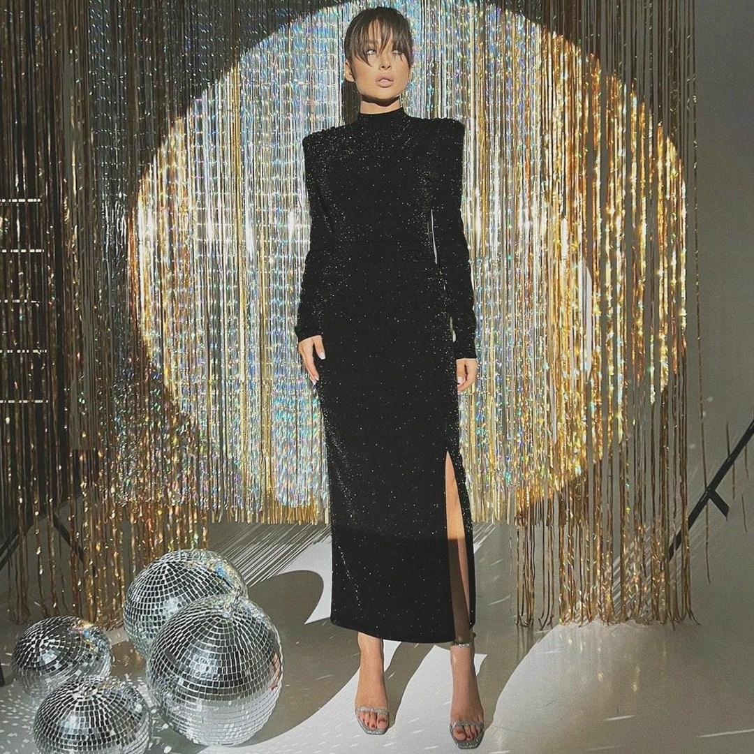 элегантные платья,элегантные облегающие платья,черное платье с люрексом,черное женское платье,элегантное вечернее платье