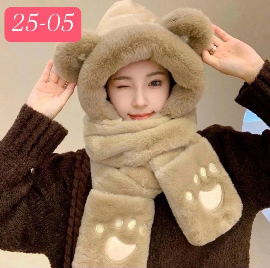 шапка шарф с ушками мишки,шапка шарф с ушками,плюшевая шапка,шапка шарф перчатки,шапка зимняя модная