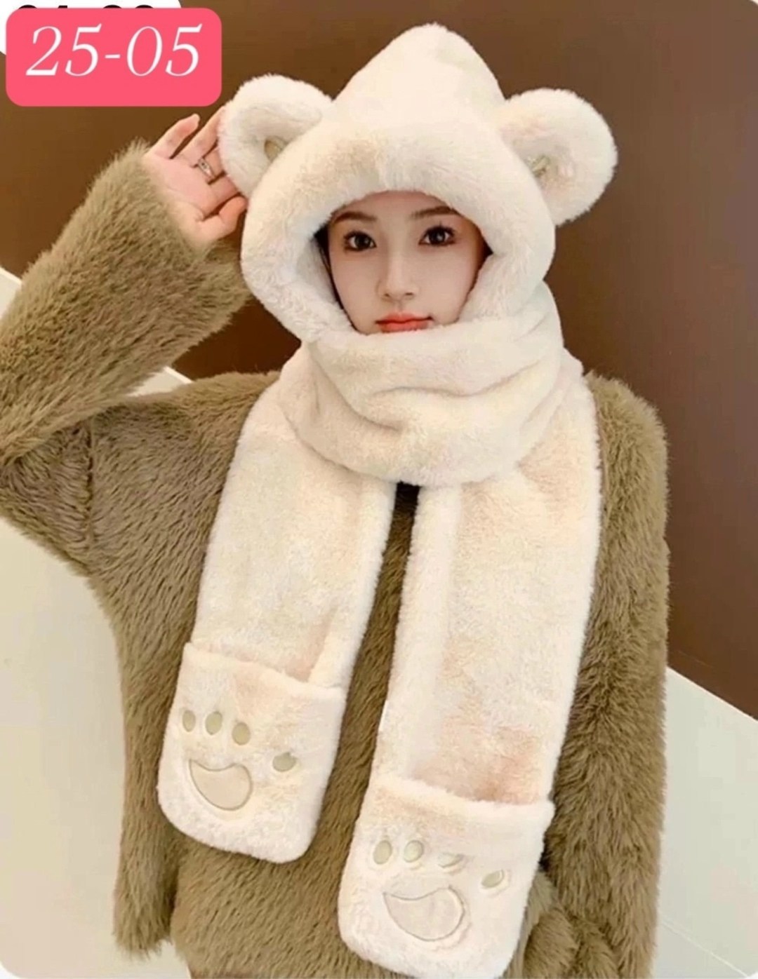 шапка шарф с ушками мишки,шапка шарф с ушками,плюшевая шапка,шапка шарф перчатки,шапка зимняя модная