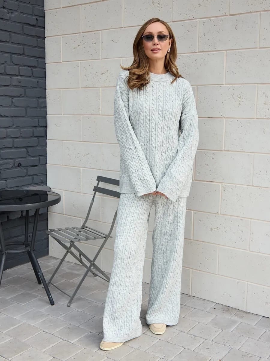 вязаные костюмы,вязаный костюм с брюками теплый,вязаный брючный костюм,теплый вязаный костюм,костюм вязаный женский