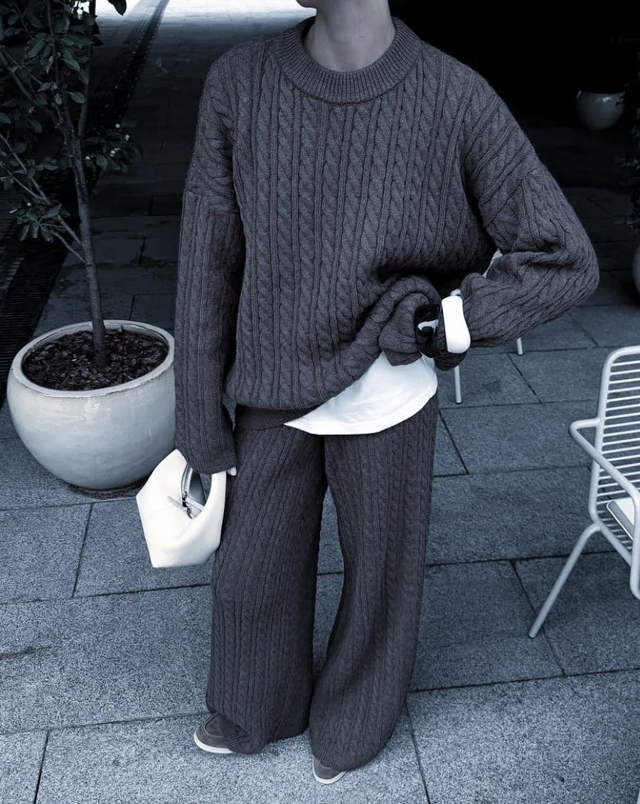 вязаные костюмы,вязаный костюм с брюками теплый,вязаный брючный костюм,теплый вязаный костюм,костюм вязаный женский