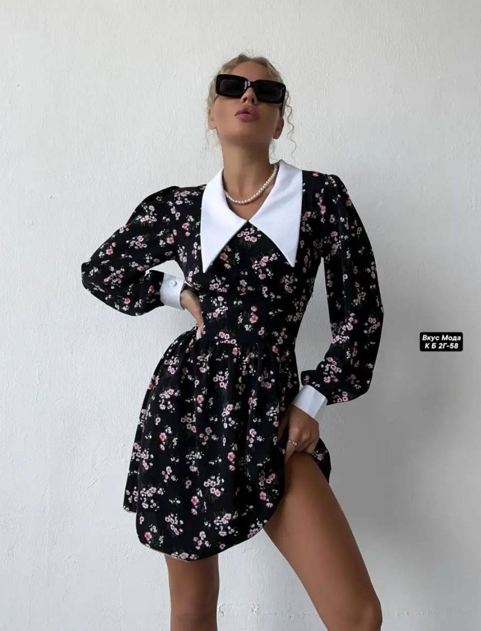 платье с белым воротничком,платье с воротником,платье,платье с белым воротником,платье с цветочками