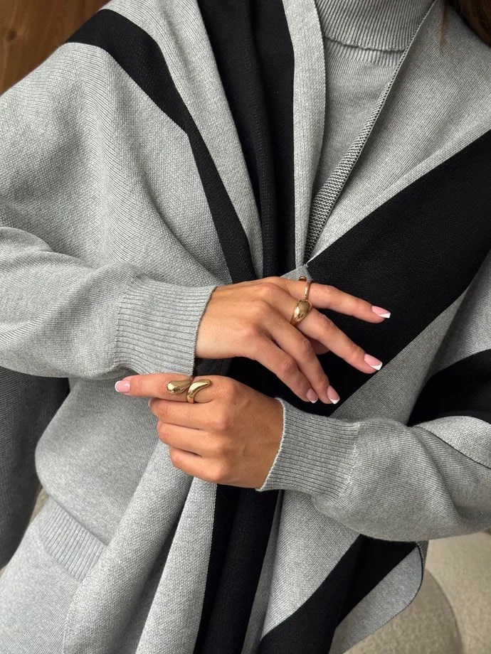 трикотажный костюм,вязаная накидка,комплект кардиган,шарф пончо