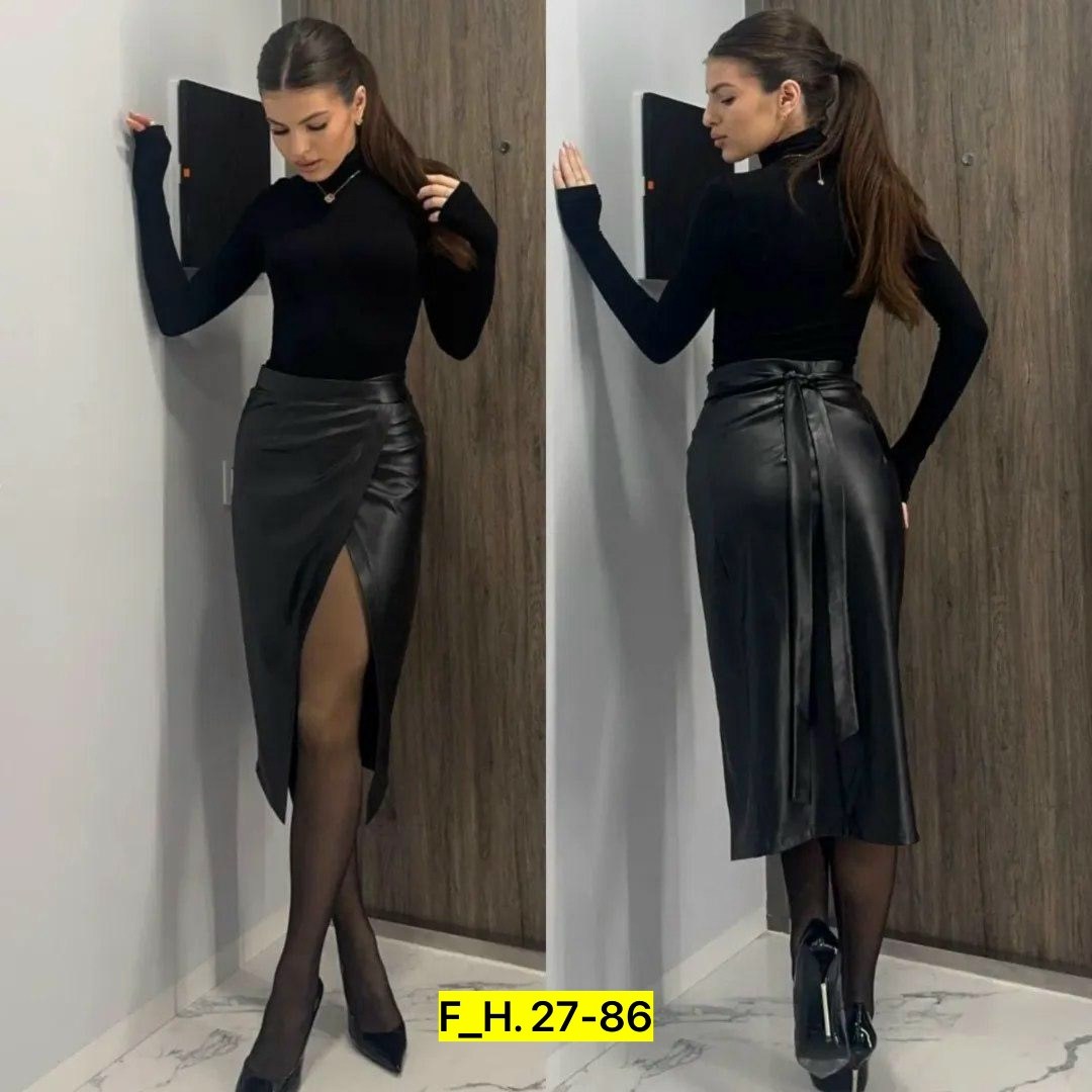 юбка из экокожи,кожаная юбка,юбка женская из экокожи,кожаная юбка с разрезом,юбка кожаная женская