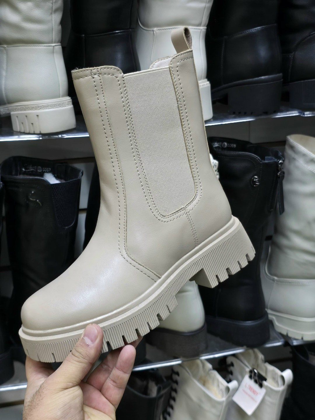 ,ботинки челси женские бежевые,женские ботинки,женская , женская зимняя