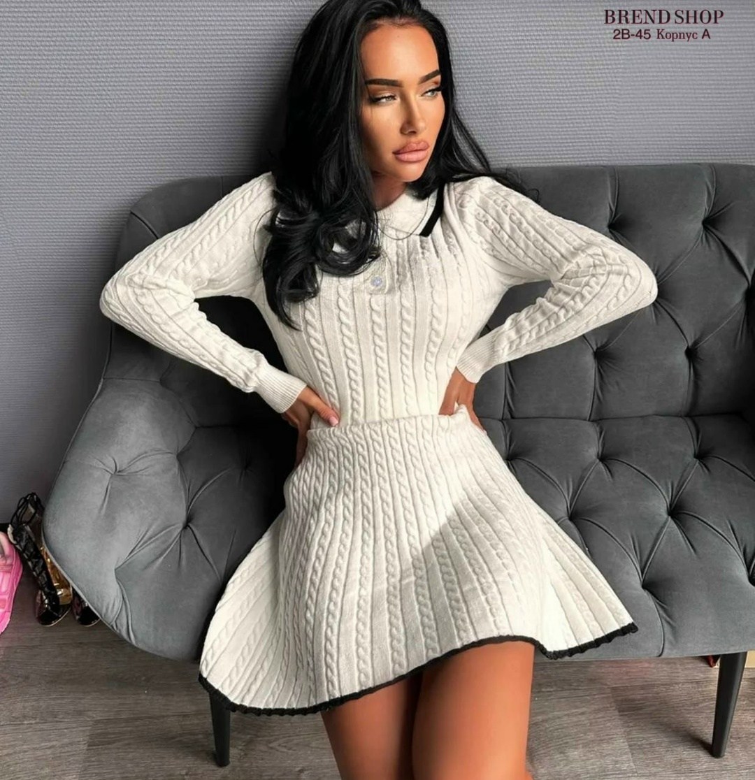 костюм вязаный свитер с юбкой,кофта и юбка,вязаный костюм с юбкой,женский вязаный костюм с юбкой,костюм женский с юбкой