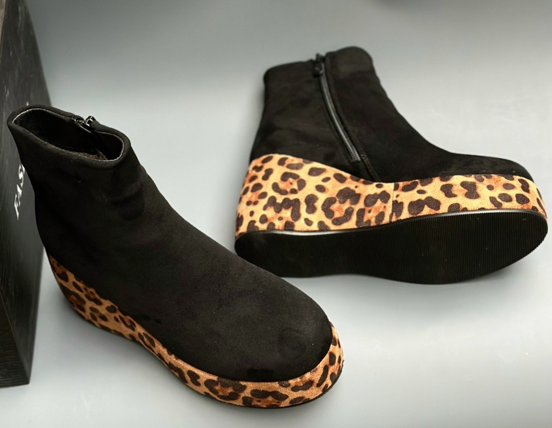 ,леопардовые ботинки,каблуки на платформе,женские ботильоны,полусапожки на платформе