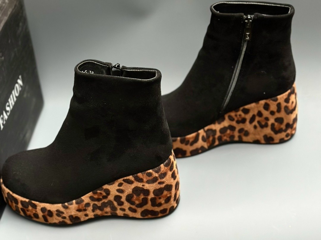 ,леопардовые ботинки,каблуки на платформе,женские ботильоны,полусапожки на платформе