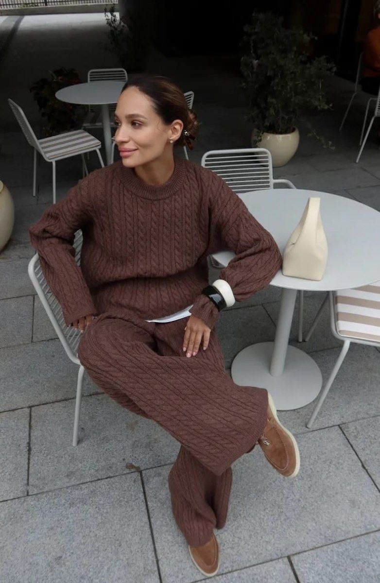 вязаные костюмы,вязаный костюм с брюками теплый,вязаный брючный костюм,теплый вязаный костюм,костюм вязаный женский