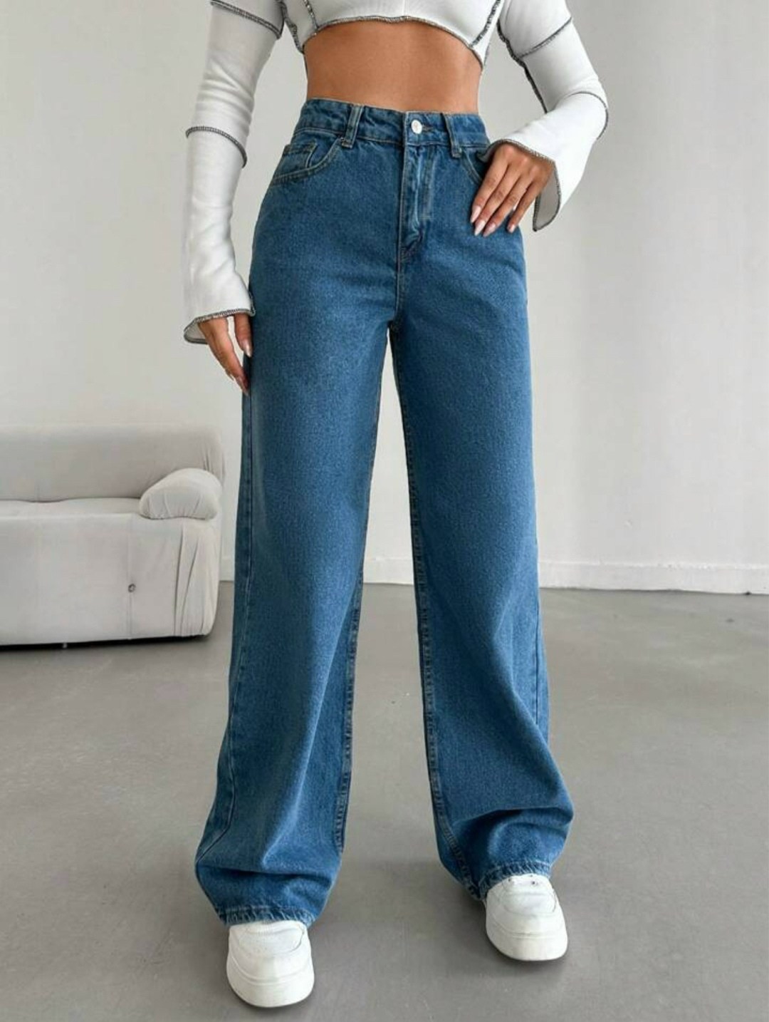 синие джинсы широкие,женские широкие джинсы,джинсы широкие,джинсы широкие с высокой посадкой,джинсы широкие клеш палаццо