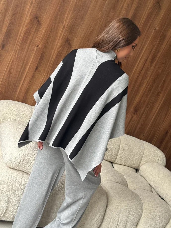 трикотажный костюм,вязаная накидка,комплект кардиган,шарф пончо