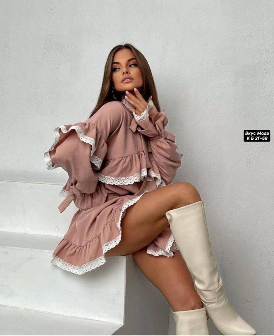 мини платье свободного кроя,женское платье с воланом,платье с воланами и рюшами