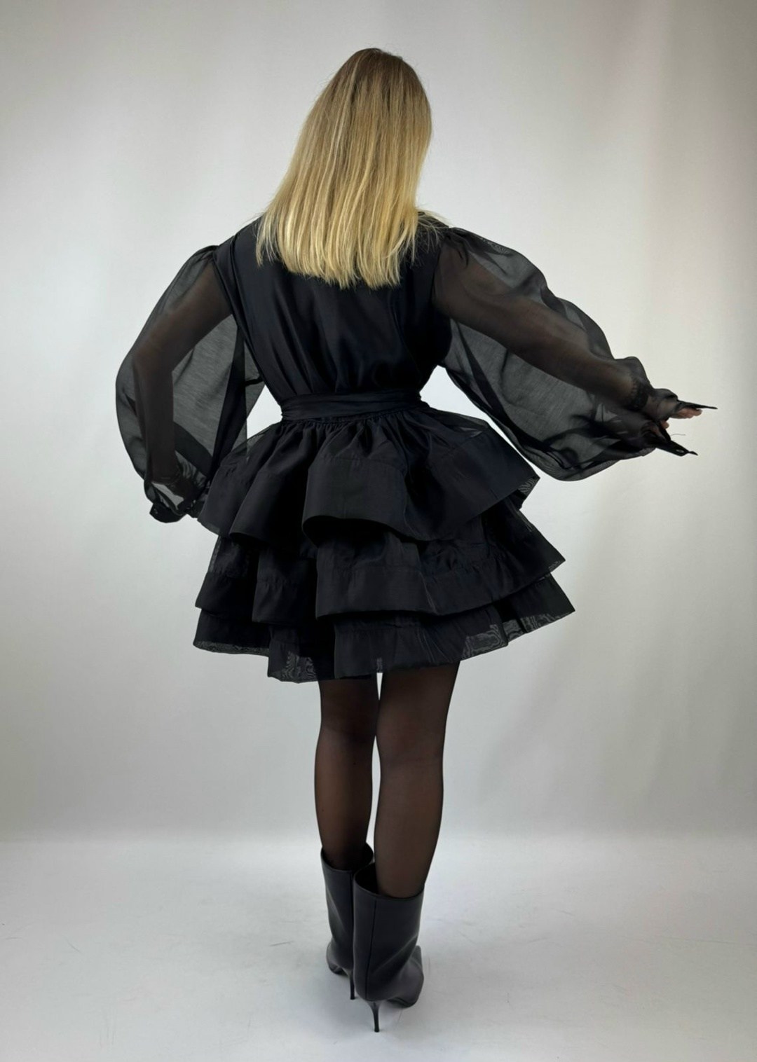 платье,платье черное,платье бант,стильное платье,платье шифоновое