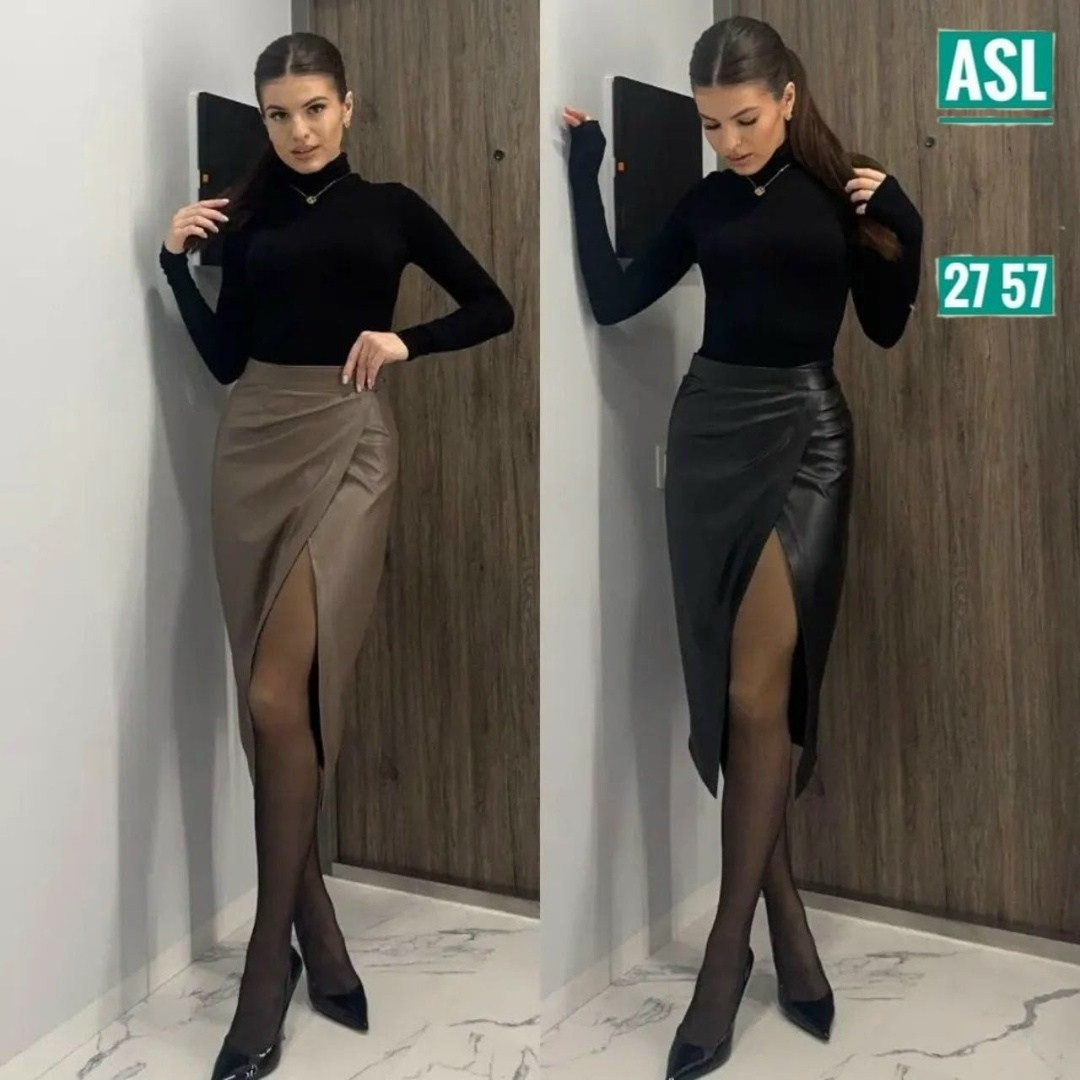 кожаная юбка,юбка из экокожи,кожаная юбка миди,юбка,кожаная юбка с разрезом