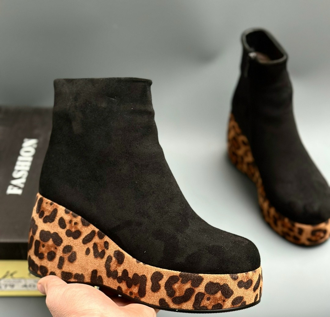 ,леопардовые ботинки,каблуки на платформе,женские ботильоны,полусапожки на платформе