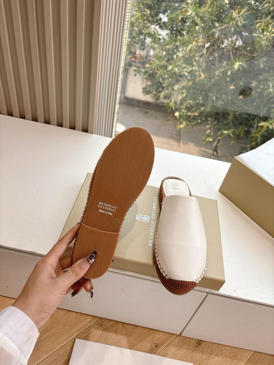 кожаные шлепанцы brunello cucinelli,женские шлепанцы,,кожаные шлепанцы,эспадрильи brunello cucinelli