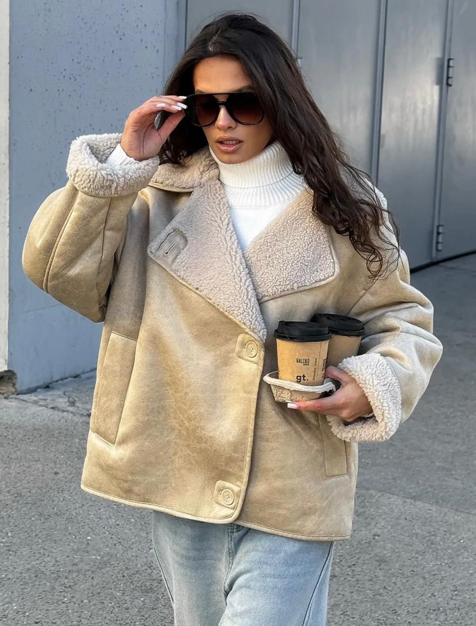 дубленка женская,зимняя дубленка,стильная дубленка,дубленка искусственная,укороченная дубленка