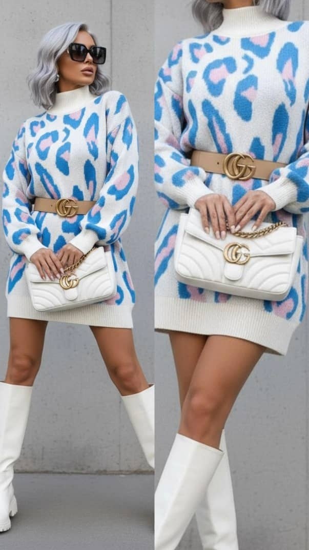 вязаные платья,женский вязаный свитер с леопардовым принтом,женский свитер,свитеры модные,джемпер с леопардовым принтом