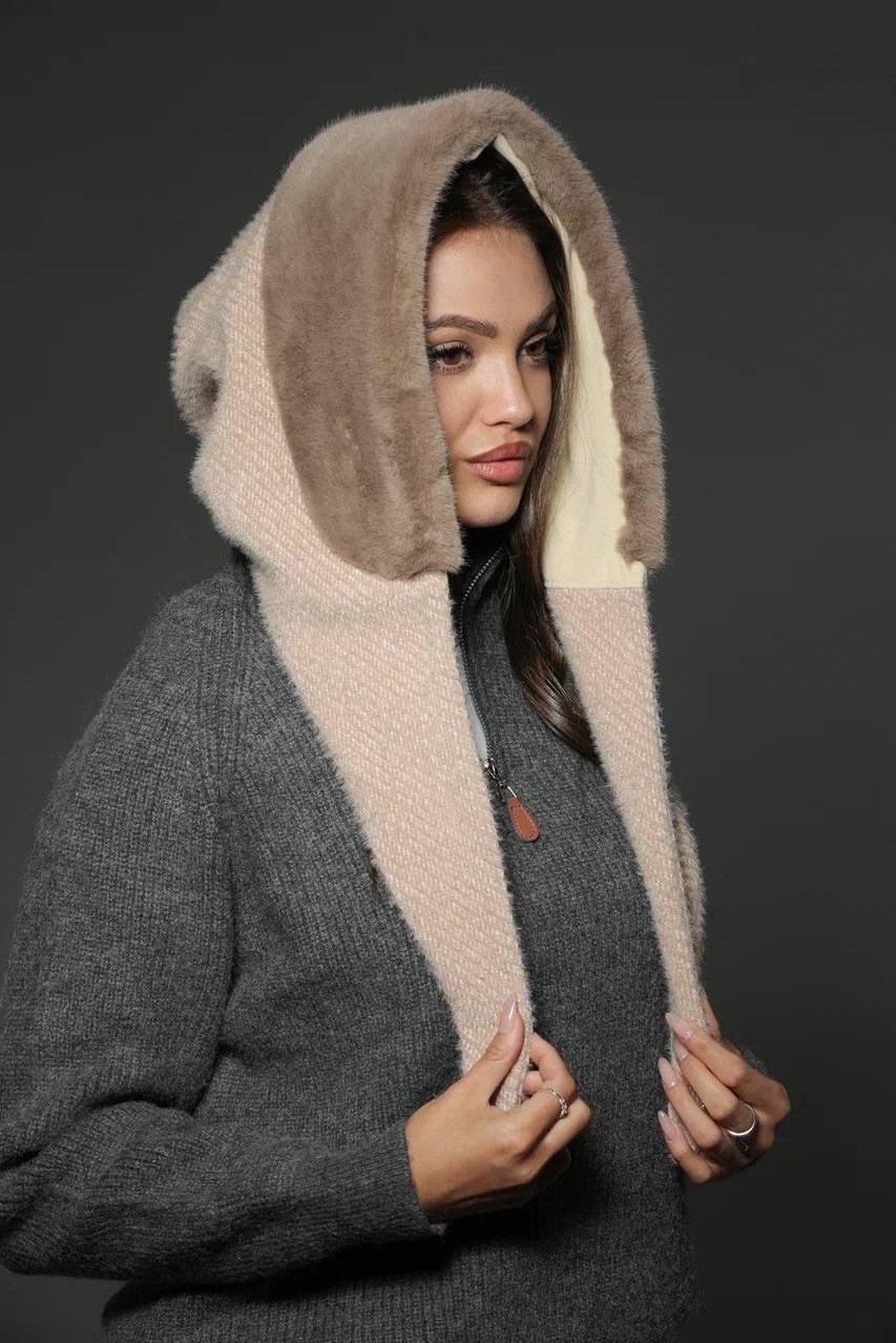 капор женский,шапка платок,капор из ангоры,капор вязаный,капор зимний