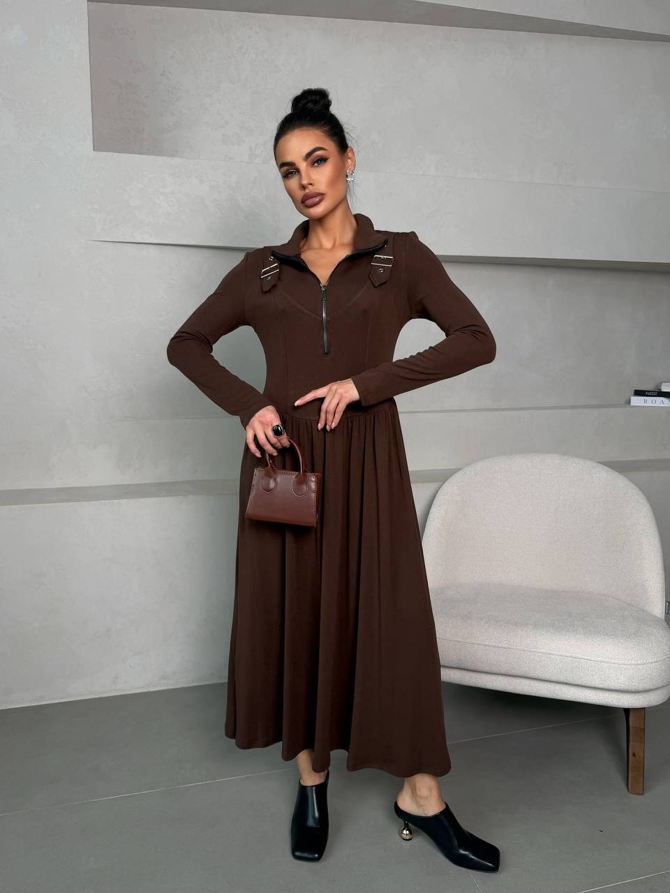 элегантное платье,стильное платье,платье женская,коричневое платье,трикотажное платье