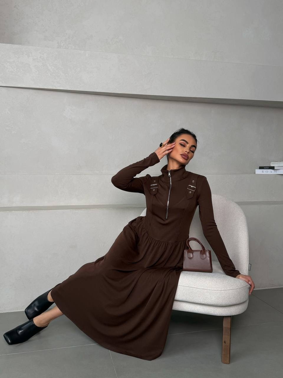 элегантное платье,стильное платье,платье женская,коричневое платье,трикотажное платье