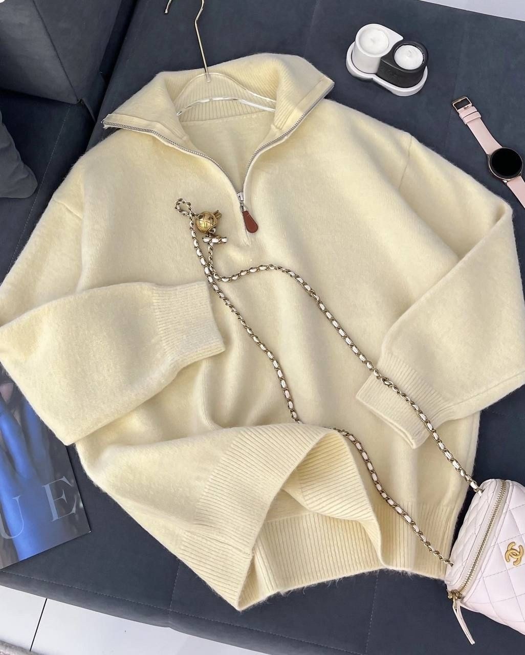 стильный свитер,свитер с воротом,свитер на замке,свитера женские,свитер оверсайз вязаный