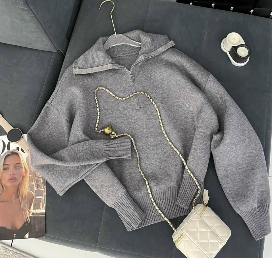 стильный свитер,свитер с воротом,свитер на замке,свитера женские,свитер оверсайз вязаный